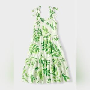 Children's Place green Palm Leaf tiered dress